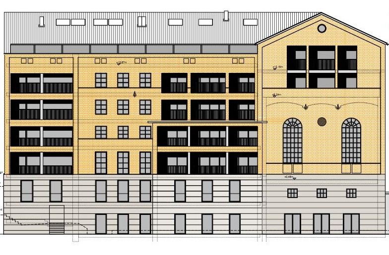 Ansicht West der umgebauten Textilfabrik in Tutzing